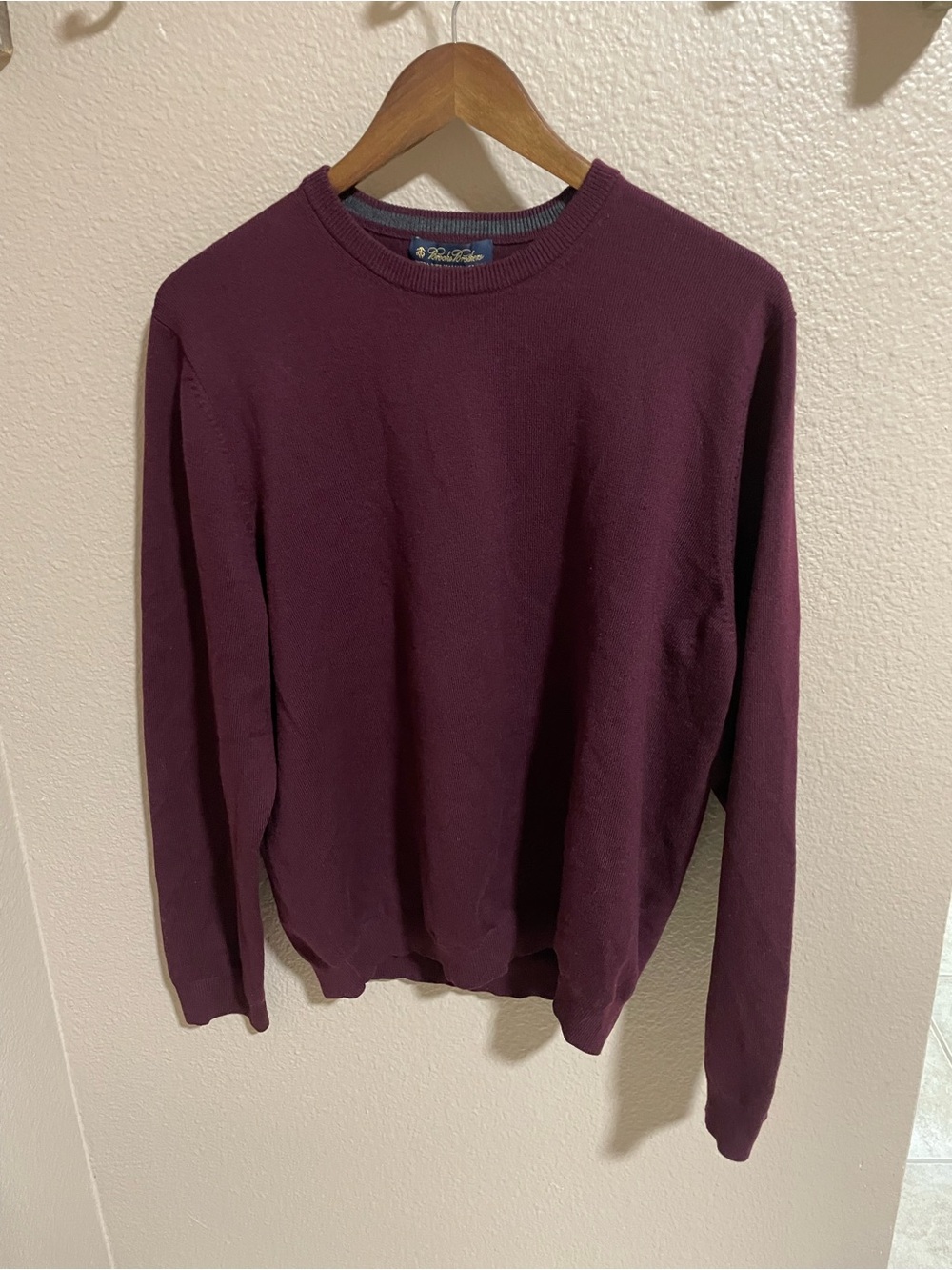 Brooks Brothers Merino Wool Men's Crewneck Sweater in Deep Plum